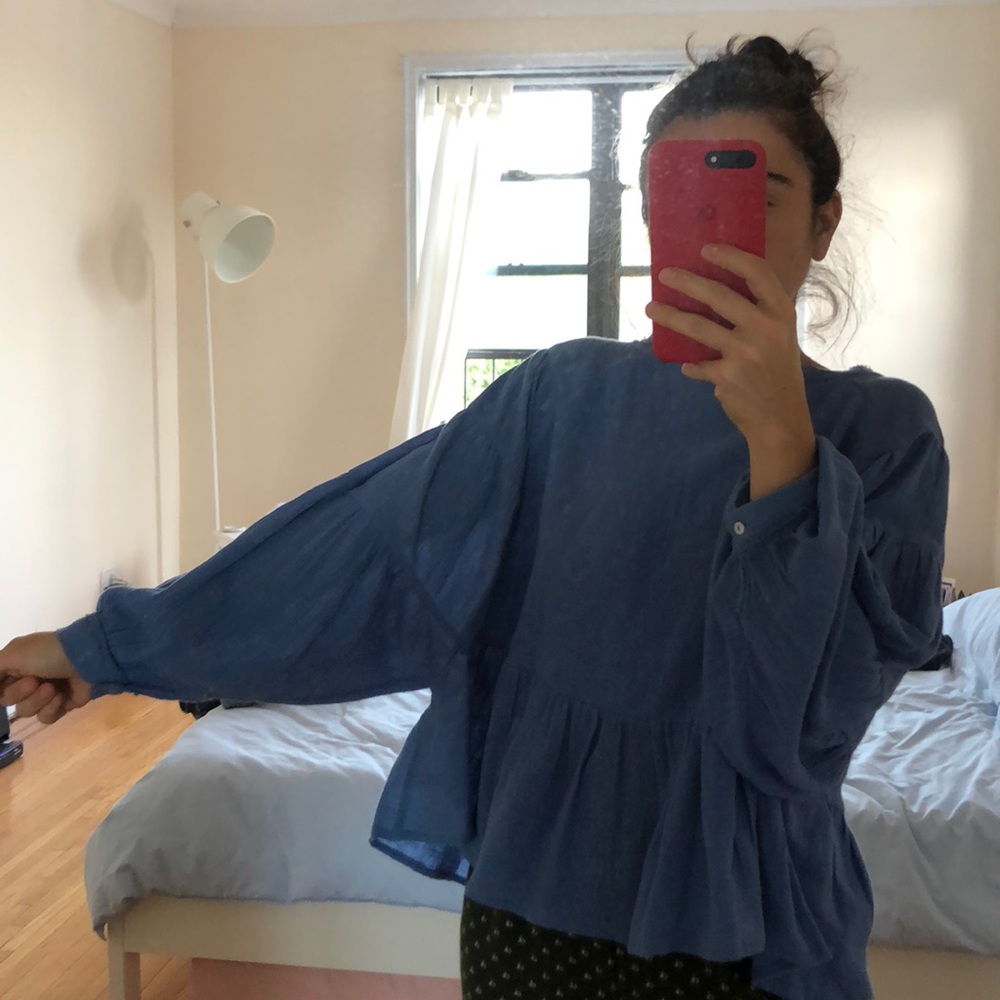 FREE PEOPLE DUSTY BLUE TUNIC
